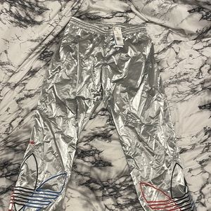 Adidas silver track pants